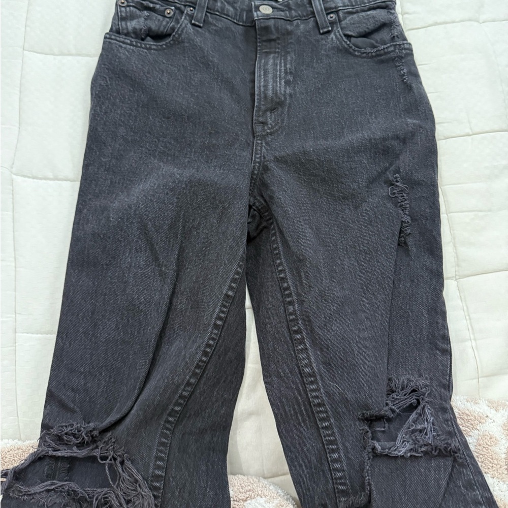 Abercrombie & Fitch Black Distressed Boyfriend Jeans